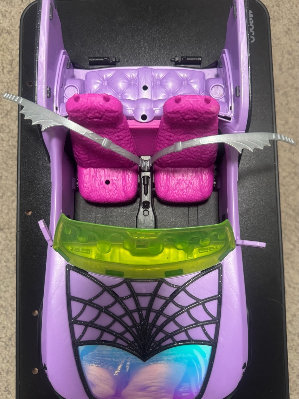 monster high Purple Convertible with Pink Seats and Lime Green Windshield